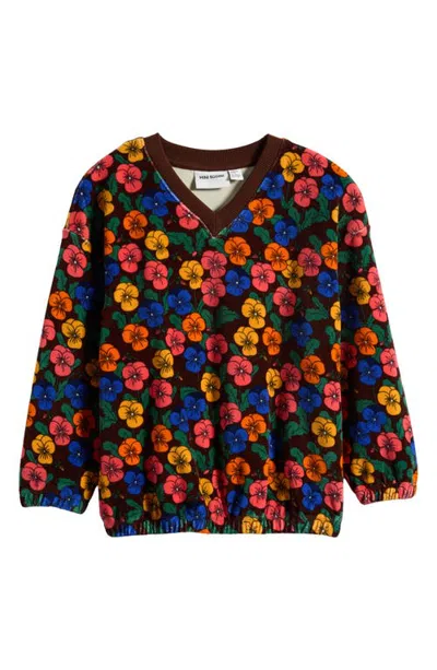 Mini Rodini Kids' Violas Velour Sweatshirt In Multi