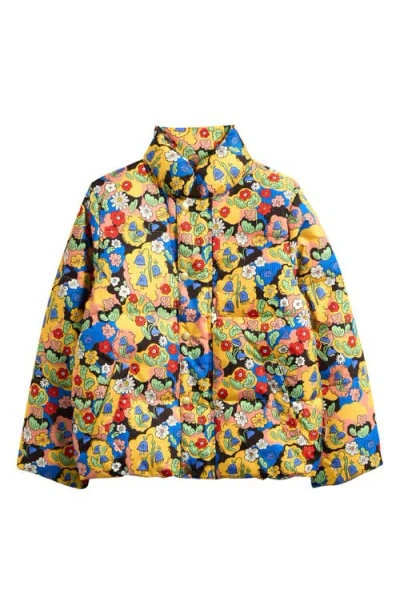 Mini Rodini Kids' Water Repellent Floral Puffer Jacket In Multi