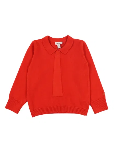 Mini Rodini Knitted Tie Sweater In Red