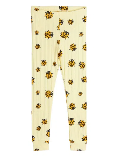 Mini Rodini Kids' Lady Bug-print Leggings In Yellow