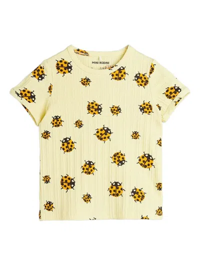 Mini Rodini Babies' Lady Bug-print T-shirt In Yellow