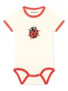 Mini Rodini Ivory Bodysuit For Baby Girl With Ladybug In Neutrals
