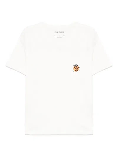 Mini Rodini Kids' Ladybug-embroidered T-shirt In White