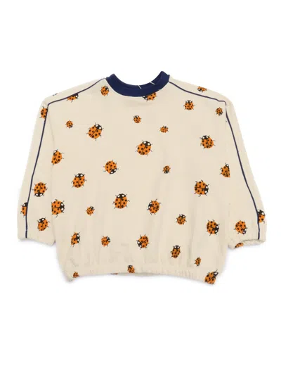 Mini Rodini Ladybugs Aop Sweatshirt In White