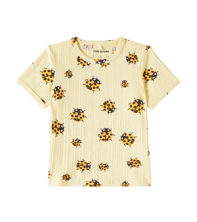 Mini Rodini Kids' Ladybugs Cotton-blend Jersey T-shirt In Yellow