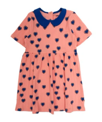 Mini Rodini Kids' Lapel Short-sleeved Dress In Pink
