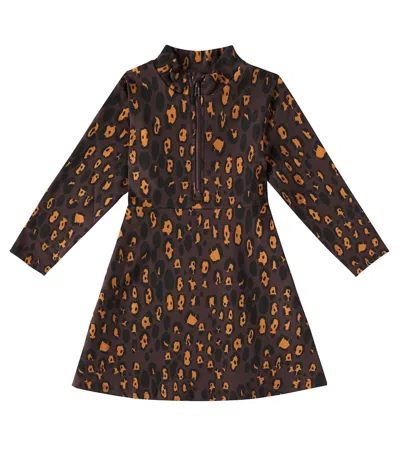 Mini Rodini Kids' Brown Dress Pour Fille Avec Leopard Print