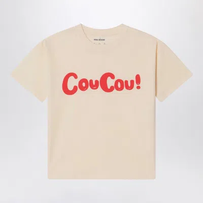 Mini Rodini Light Beige T-shirt In Organic Cotton