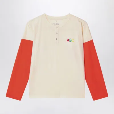 Mini Rodini Kids' Light Beige T-shirt In Organic Cotton In White