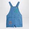 Mini Rodini Light Blue Denim Overall With Musical Notes In Blue