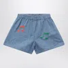 Mini Rodini Light Blue Denim Shorts With Musical Notes