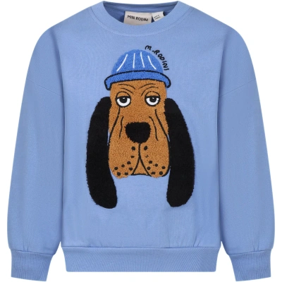 Mini Rodini Light Blue Sweatshirt For Kids With Dog