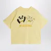Mini Rodini Light Yellow T-shirt With Panda And Cat Print In Yellow