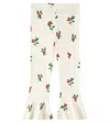 Mini Rodini Lingonberries Cotton Jersey Flared Pants In Offwhite