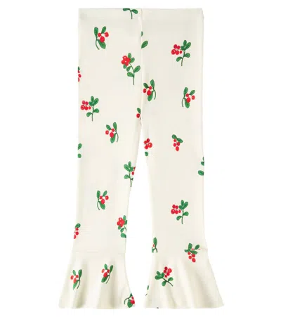 Mini Rodini Kids' Lingonberries Cotton Jersey Flared Pants In Green