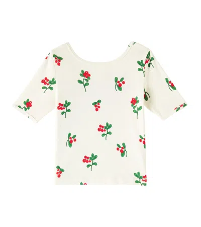 Mini Rodini Kids' Lingonberries Cotton Jersey Shirt In Offwhite