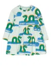 Mini Rodini Loch Ness Graphic-print Midi Dress In Green