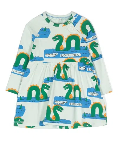 Mini Rodini Babies' Loch Ness Graphic-print Midi Dress In Green