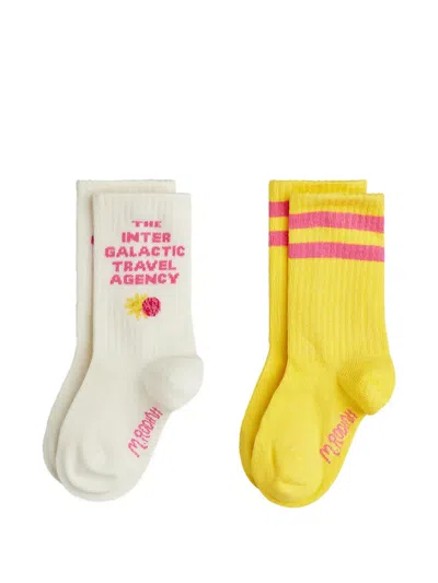 Mini Rodini Kids' Logo-detail Socks (set Of Two) In Yellow