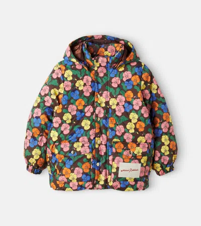 Mini Rodini Logo Floral Puffer Jacket In Multicoloured