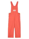 Mini Rodini Logo-patch Organic Cotton Dungarees In Red