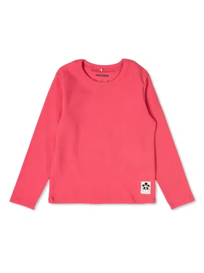 Mini Rodini Babies' Logo Patch Ribbed Jumper In Pink