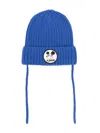 Mini Rodini Logo-patch Wide-ribbed Beanie In Blue