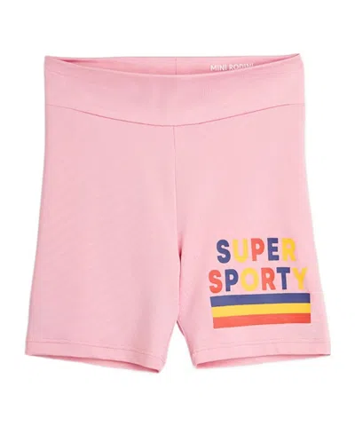 Mini Rodini Kids' Logo-print Legging Shorts In Pink