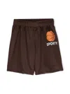 Mini Rodini Logo-print Mesh Track Shorts In Brown