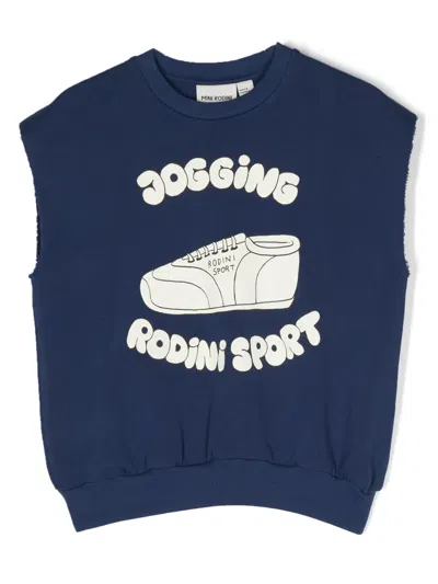 Mini Rodini Kids' Logo-print T-shirt In Blue