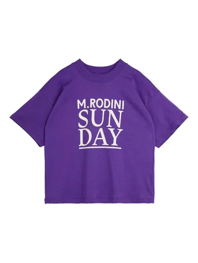 Mini Rodini Kids' T-shirt Mit Logo-print In Violett