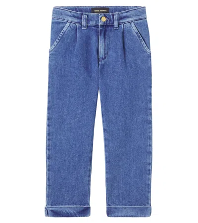 Mini Rodini Kids' Logo Straight Jeans In Blue