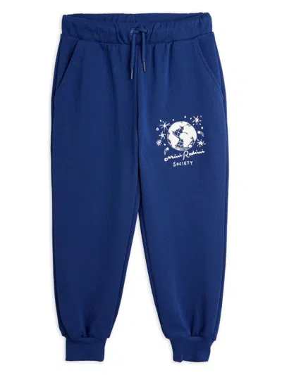 Mini Rodini Kids' Logo Sweatpants In Blue