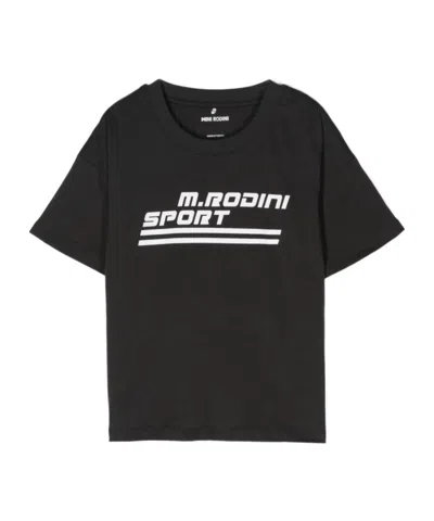 Mini Rodini Kids' Logo-printed Organic-cotton T-shirt In Black