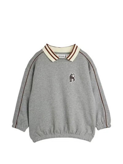Mini Rodini Kids' Logo-patch Striped-collar Sweater In Gray