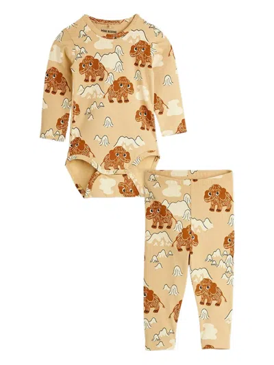 Mini Rodini Long-sleeved Patterned Babywear In Brown