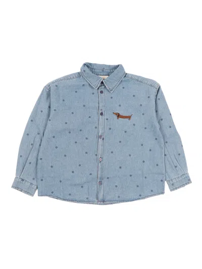 Mini Rodini Lw Denim Dots Aop Ls Shirt In Blue