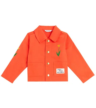 Mini Rodini Kids' Mallorca Embroidered Cotton Jacket In Red