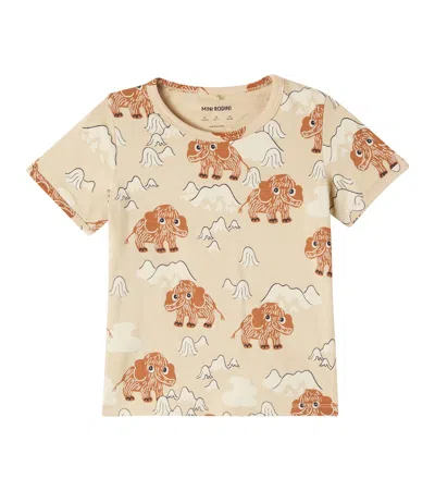 Mini Rodini Kids' Mammoth Cotton-blend Jersey T-shirt In Neutral