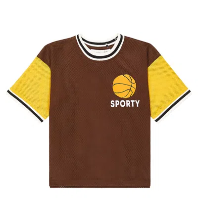 Mini Rodini Kids' Mesh T-shirt In Brown