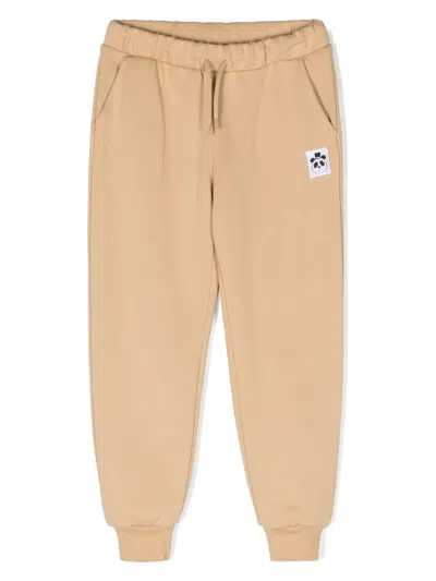 Mini Rodini Kids' Mid-rise Cotton Track Trousers In Neutrals
