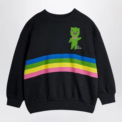 Mini Rodini Mini Alien Striped Graphic Sweatshirt In Black
