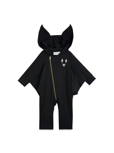 Mini Rodini Mini Bat Sleeve Onesie For Boys In Black
