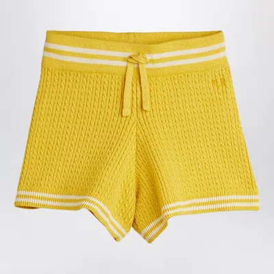 Mini Rodini Mini Cable Knit Shorts In Gold