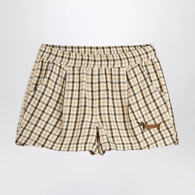 Mini Rodini Mini Check Pattern Shorts In Neutral