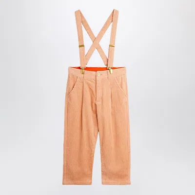 Mini Rodini Mini Corduroy Trousers With Suspenders In Pink