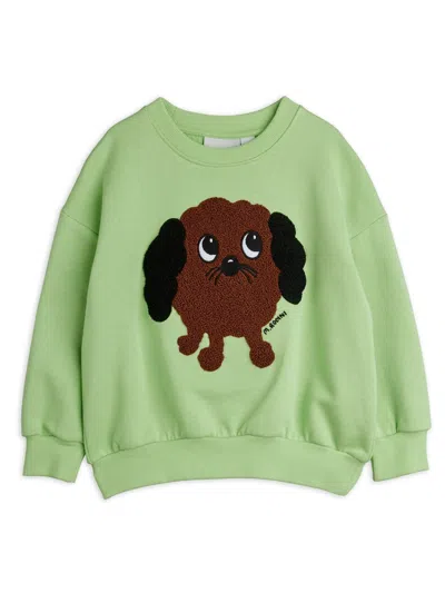 Mini Rodini Mini Doggie Chenille Sweatshirt For Girls In Green