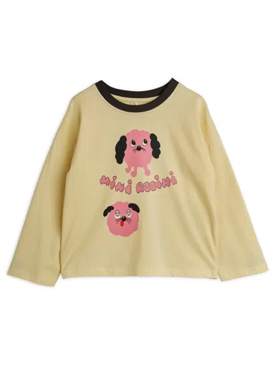 Mini Rodini Mini Doggie Print Tee For Girls In Yellow