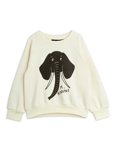 Mini Rodini Mini Elephant Sweatshirt For Baby Girls In White
