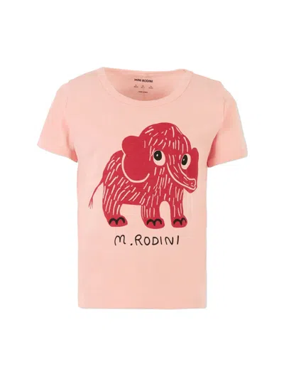 Mini Rodini Mini Elephant T-shirt For Girls In Pink